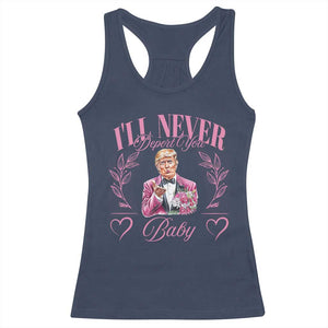 Funny Valentine's Day Trump Racerback Tank Top I'll Never Deport You Pink Trump TS09 Navy Print Your Wear