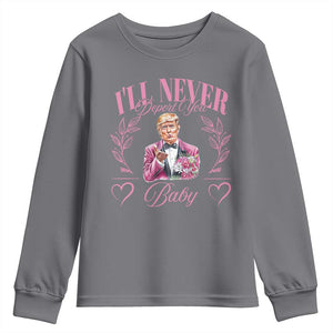 Funny Valentine's Day Trump Youth Sweatshirt I'll Never Deport You Pink Trump TS09 Charcoal Print Your Wear