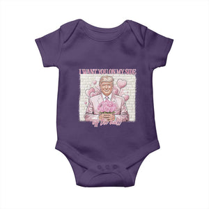 Funny Valentine's Day Trump Baby Onesie I Want You On My Side Off The Wall TS09 Purple Print Your Wear