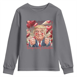 Funny Trump Is My Valentine Youth Sweatshirt TS09 Charcoal Print Your Wear