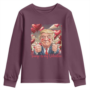 Funny Trump Is My Valentine Youth Sweatshirt TS09 Maroon Print Your Wear