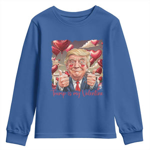 Funny Trump Is My Valentine Youth Sweatshirt TS09 Royal Blue Print Your Wear