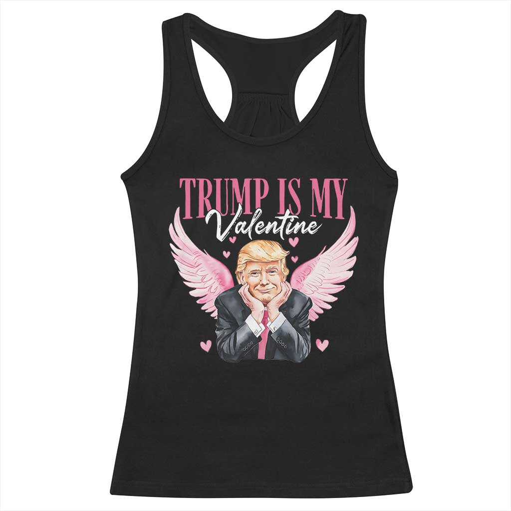 Funny Trump Is My Valentine Racerback Tank Top Pink Trump Cupid TS09 Black Print Your Wear