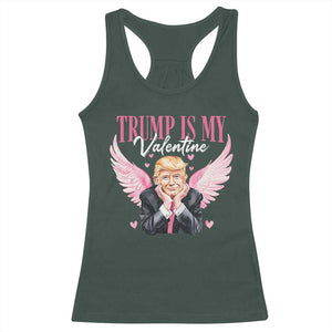Funny Trump Is My Valentine Racerback Tank Top Pink Trump Cupid TS09 Dark Forest Green Print Your Wear