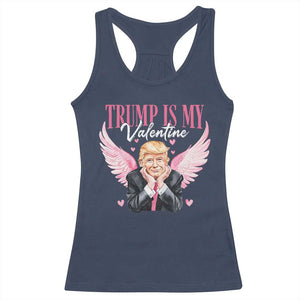 Funny Trump Is My Valentine Racerback Tank Top Pink Trump Cupid TS09 Navy Print Your Wear