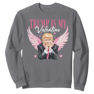 Funny Trump Is My Valentine Sweatshirt Pink Trump Cupid TS09 Charcoal Print Your Wear