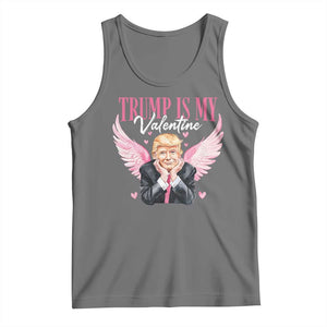 Funny Trump Is My Valentine Tank Top Pink Trump Cupid TS09 Black Heather Print Your Wear