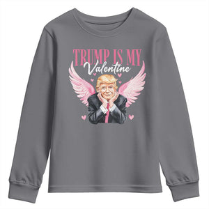 Funny Trump Is My Valentine Youth Sweatshirt Pink Trump Cupid TS09 Charcoal Print Your Wear