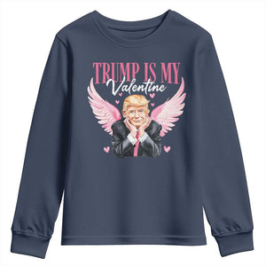 Funny Trump Is My Valentine Youth Sweatshirt Pink Trump Cupid TS09 Navy Print Your Wear