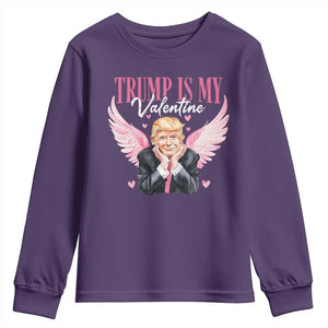 Funny Trump Is My Valentine Youth Sweatshirt Pink Trump Cupid TS09 Purple Print Your Wear