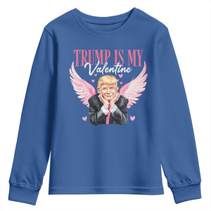 Funny Trump Is My Valentine Youth Sweatshirt Pink Trump Cupid TS09 Royal Blue Print Your Wear