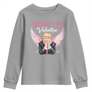 Funny Trump Is My Valentine Youth Sweatshirt Pink Trump Cupid TS09 Sport Gray Print Your Wear