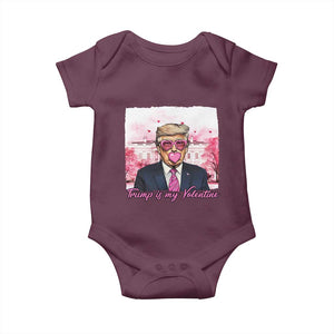 Funny Trump Is My Valentine Baby Onesie Pink Trump Bubble Gum TS09 Maroon Print Your Wear