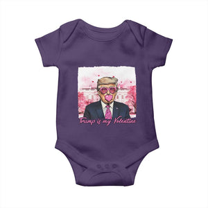 Funny Trump Is My Valentine Baby Onesie Pink Trump Bubble Gum TS09 Purple Print Your Wear