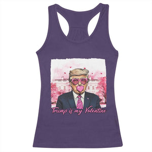 Funny Trump Is My Valentine Racerback Tank Top Pink Trump Bubble Gum TS09 Purple Print Your Wear