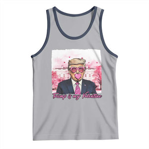 Funny Trump Is My Valentine Tank Top Pink Trump Bubble Gum TS09 Athletic Heather Navy Print Your Wear