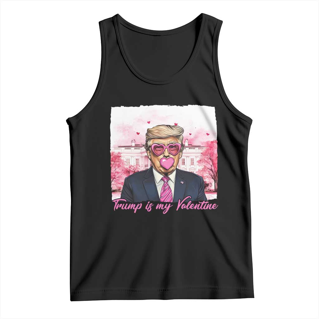 Funny Trump Is My Valentine Tank Top Pink Trump Bubble Gum TS09 Black Print Your Wear