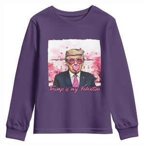 Funny Trump Is My Valentine Youth Sweatshirt Pink Trump Bubble Gum TS09 Purple Print Your Wear