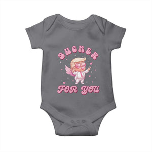 Funny Valentine's Day Cupid Trump Baby Onesie Sucker For You TS09 Charcoal Print Your Wear