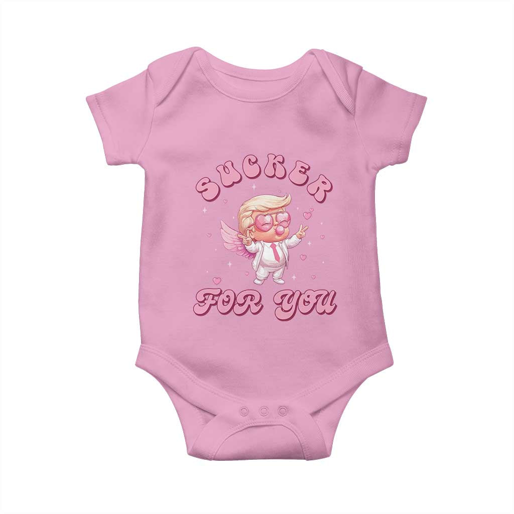 Funny Valentine's Day Cupid Trump Baby Onesie Sucker For You TS09 Light Pink Print Your Wear
