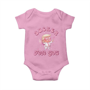 Funny Valentine's Day Cupid Trump Baby Onesie Sucker For You TS09 Light Pink Print Your Wear