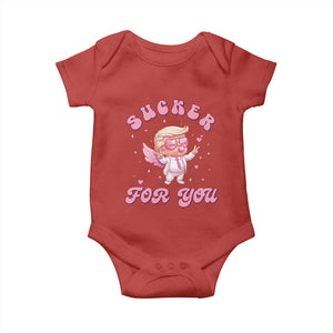 Funny Valentine's Day Cupid Trump Baby Onesie Sucker For You TS09 Red Print Your Wear