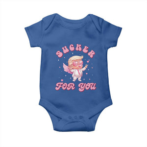 Funny Valentine's Day Cupid Trump Baby Onesie Sucker For You TS09 Royal Blue Print Your Wear