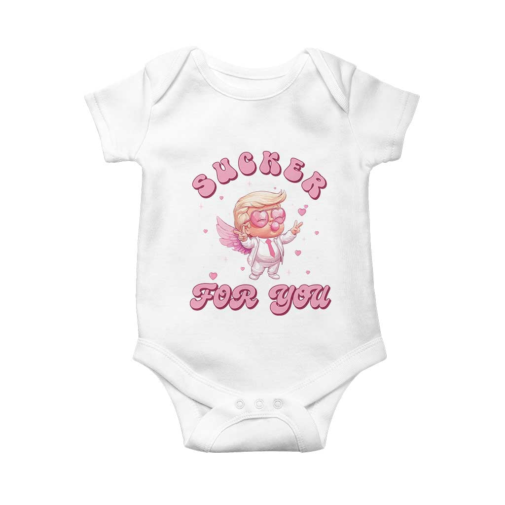 Funny Valentine's Day Cupid Trump Baby Onesie Sucker For You TS09 White Print Your Wear