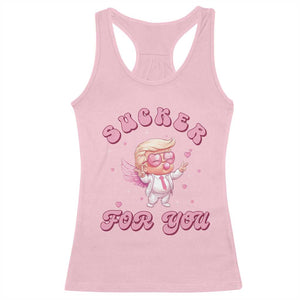 Funny Valentine's Day Cupid Trump Racerback Tank Top Sucker For You TS09 Light Pink Print Your Wear