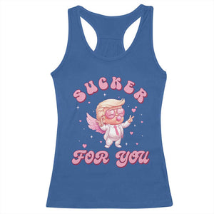 Funny Valentine's Day Cupid Trump Racerback Tank Top Sucker For You TS09 Royal Blue Print Your Wear
