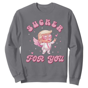 Funny Valentine's Day Cupid Trump Sweatshirt Sucker For You TS09 Charcoal Print Your Wear