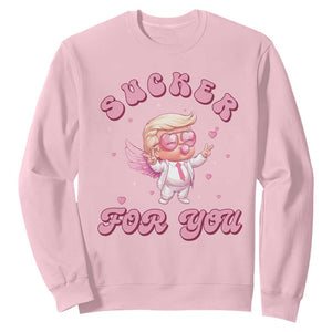 Funny Valentine's Day Cupid Trump Sweatshirt Sucker For You TS09 Light Pink Print Your Wear