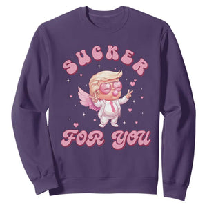 Funny Valentine's Day Cupid Trump Sweatshirt Sucker For You TS09 Purple Print Your Wear