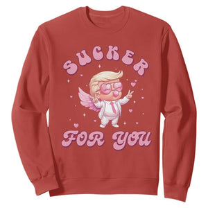 Funny Valentine's Day Cupid Trump Sweatshirt Sucker For You TS09 Red Print Your Wear