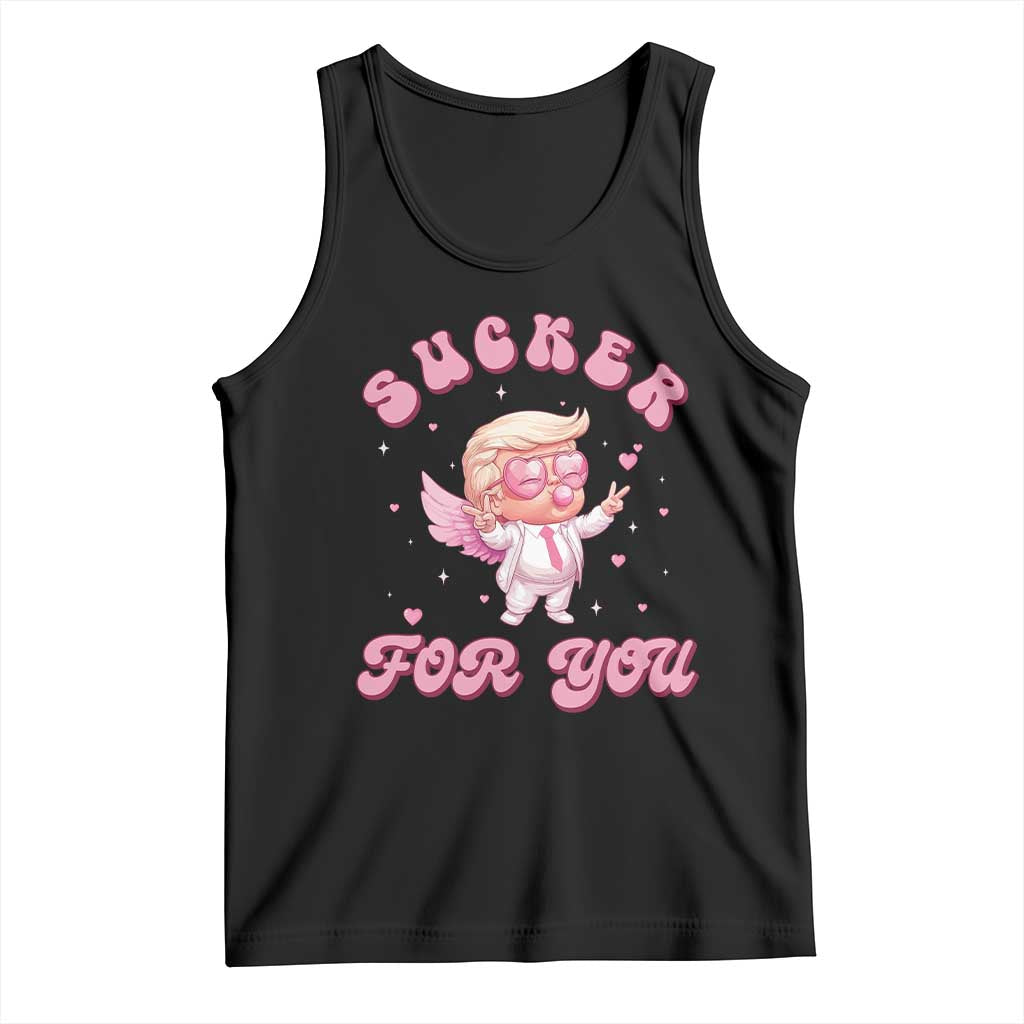 Funny Valentine's Day Cupid Trump Tank Top Sucker For You TS09 Black Print Your Wear