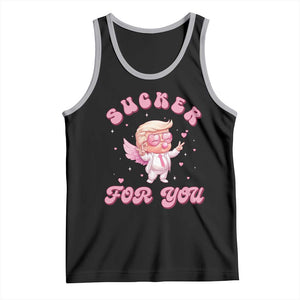 Funny Valentine's Day Cupid Trump Tank Top Sucker For You TS09 Black Athletic Heather Print Your Wear