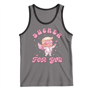 Funny Valentine's Day Cupid Trump Tank Top Sucker For You TS09 Deep Heather Black Print Your Wear
