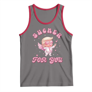 Funny Valentine's Day Cupid Trump Tank Top Sucker For You TS09 Deep Heather Red Print Your Wear
