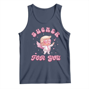 Funny Valentine's Day Cupid Trump Tank Top Sucker For You TS09 Navy Print Your Wear