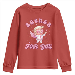 Funny Valentine's Day Cupid Trump Youth Sweatshirt Sucker For You TS09 Red Print Your Wear
