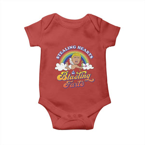 Funny Valentine's Day Cupid Trump Baby Onesie Stealing Hearts And Blasting Fart TS09 Red Print Your Wear