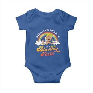 Funny Valentine's Day Cupid Trump Baby Onesie Stealing Hearts And Blasting Fart TS09 Royal Blue Print Your Wear