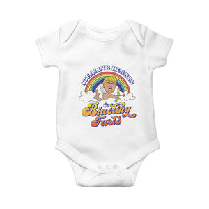 Funny Valentine's Day Cupid Trump Baby Onesie Stealing Hearts And Blasting Fart TS09 White Print Your Wear