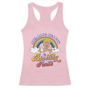 Funny Valentine's Day Cupid Trump Racerback Tank Top Stealing Hearts And Blasting Fart TS09 Light Pink Print Your Wear