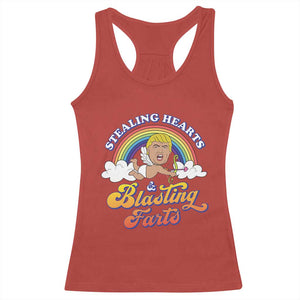 Funny Valentine's Day Cupid Trump Racerback Tank Top Stealing Hearts And Blasting Fart TS09 Red Print Your Wear