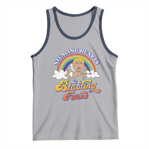 Funny Valentine's Day Cupid Trump Tank Top Stealing Hearts And Blasting Fart TS09 Athletic Heather Navy Print Your Wear
