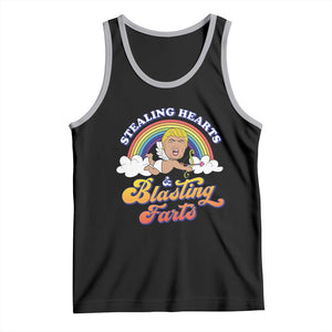 Funny Valentine's Day Cupid Trump Tank Top Stealing Hearts And Blasting Fart TS09 Black Athletic Heather Print Your Wear