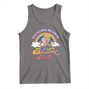 Funny Valentine's Day Cupid Trump Tank Top Stealing Hearts And Blasting Fart TS09 Deep Heather Print Your Wear