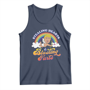 Funny Valentine's Day Cupid Trump Tank Top Stealing Hearts And Blasting Fart TS09 Navy Print Your Wear