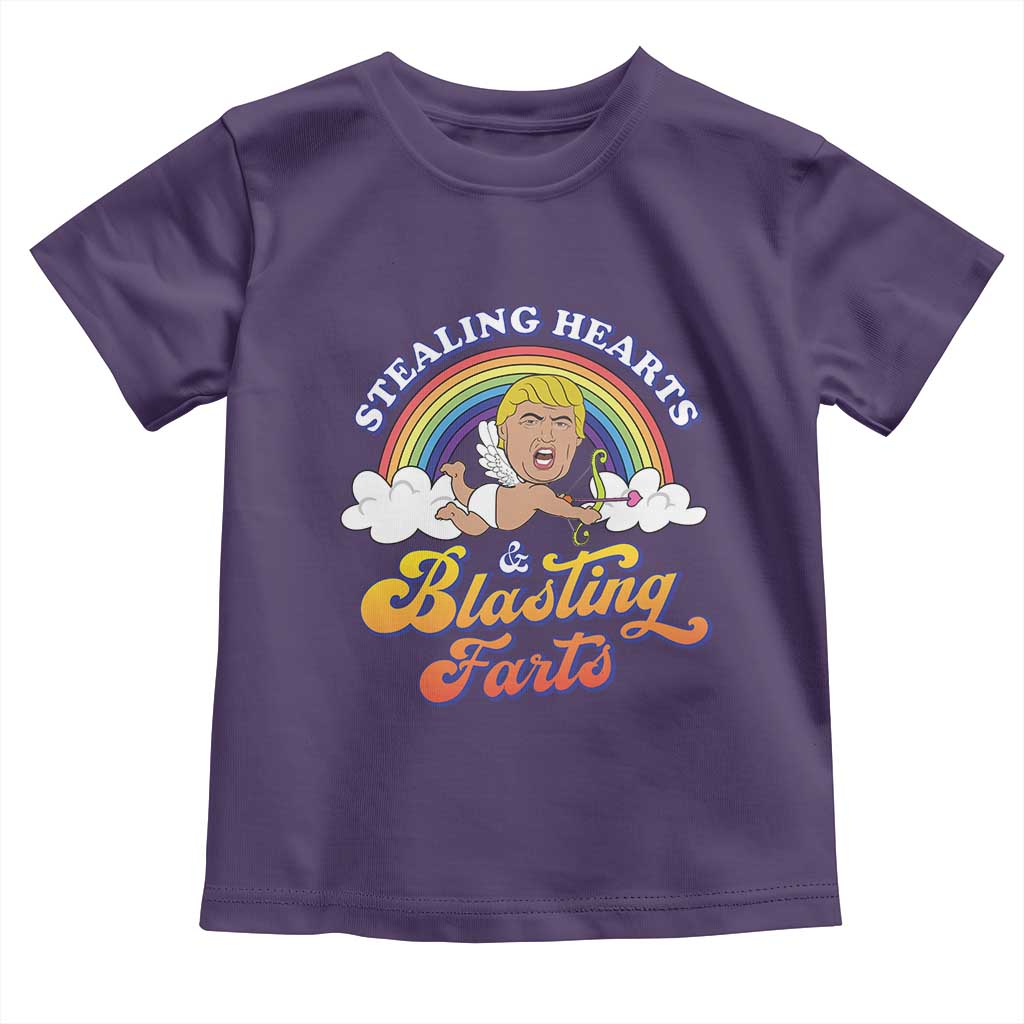 Funny Valentine's Day Cupid Trump Toddler T Shirt Stealing Hearts And Blasting Fart TS09 Purple Print Your Wear
